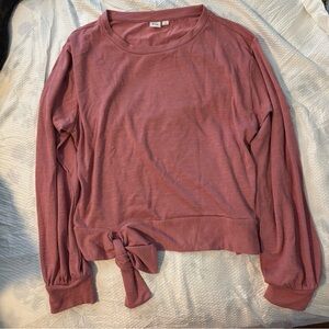 GAP Mauve Long Sleeve Top with Tie Detail